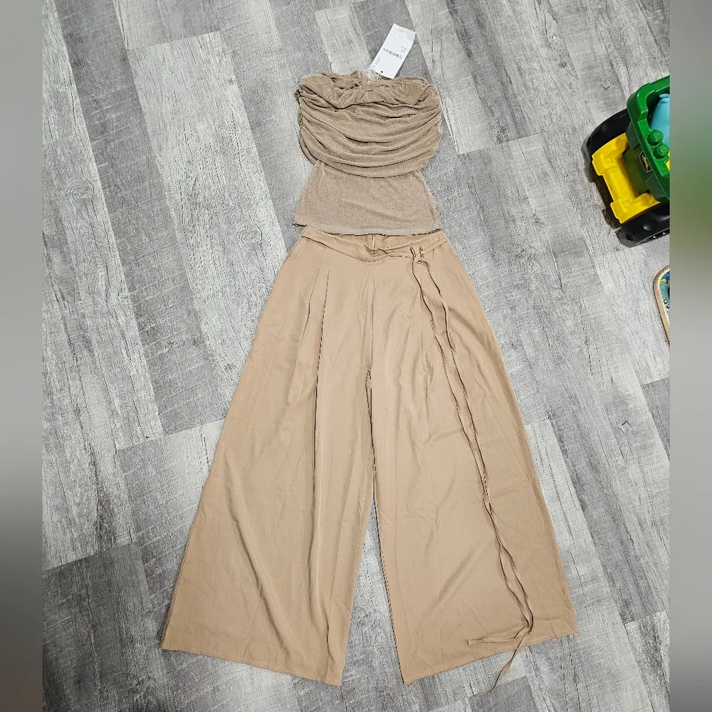 Elegant Tan Women's Jumpsuit - Picture 2 of 8
